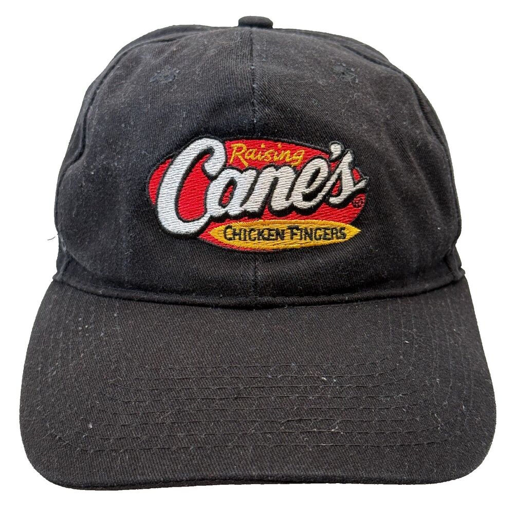 Raising Cane's Chicken Fingers Hat Black Cotton OSFA Hook and Loop Cap